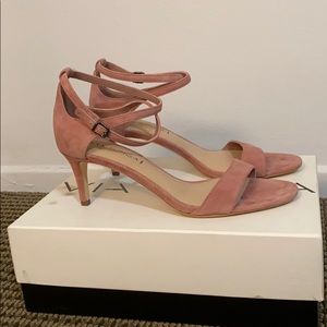Pink “dusty rose” suede Via Spiga sandal heels